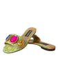 Dolce & Gabbana Green Crystal Jacquard Flats Sandals Shoes