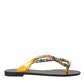 Dolce & Gabbana Mustard Crystal Calf Leather Beachwear Shoes