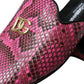 Dolce & Gabbana Fuchsia Python Logo Mule Flat Sandals Shoes