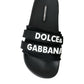 Dolce & Gabbana Black Neoprene Slides Flats Beachwear Shoes