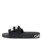 Dolce & Gabbana Black Neoprene Slides Flats Beachwear Shoes