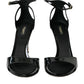 Dolce & Gabbana Black KEIRA Leather Heels Sandals Shoes