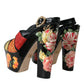 Dolce & Gabbana Multicolor Floral Crystal Platform Sandals Shoes