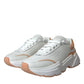 Dolce & Gabbana White Peach DAYMASTER Leather Sneakers Shoes