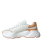 Dolce & Gabbana White Peach DAYMASTER Leather Sneakers Shoes