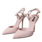 Dolce & Gabbana Pink Leather Ankle Strap Heels Pumps Shoes