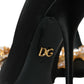 Dolce & Gabbana Black Satin Bow Crystal Heels Pumps Shoes