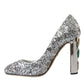 Dolce & Gabbana Silver Sequin Embellished Heels Pumps Shoes