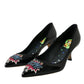 Dolce & Gabbana Black Leather BOOM Patch Heels Pumps Shoes