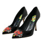 Dolce & Gabbana Black Leather WOW Patch Heels Pumps Shoes