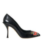 Dolce & Gabbana Black Leather WOW Patch Heels Pumps Shoes