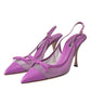 Dolce & Gabbana Purple Leather Mesh High Heels Slingback Shoes