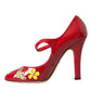 Dolce & Gabbana Red Leather Embellished Mary Jane Pumps Heels Shoes