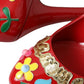 Dolce & Gabbana Red Leather Embellished Mary Jane Pumps Heels Shoes