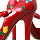 Dolce & Gabbana Red Leather Embellished Mary Jane Pumps Heels Shoes