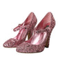 Dolce & Gabbana Pink Sequin Mary Jane Pumps High Heels Shoes