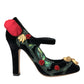 Dolce & Gabbana Black Roses Crystal Brooch Mary Jane Shoes