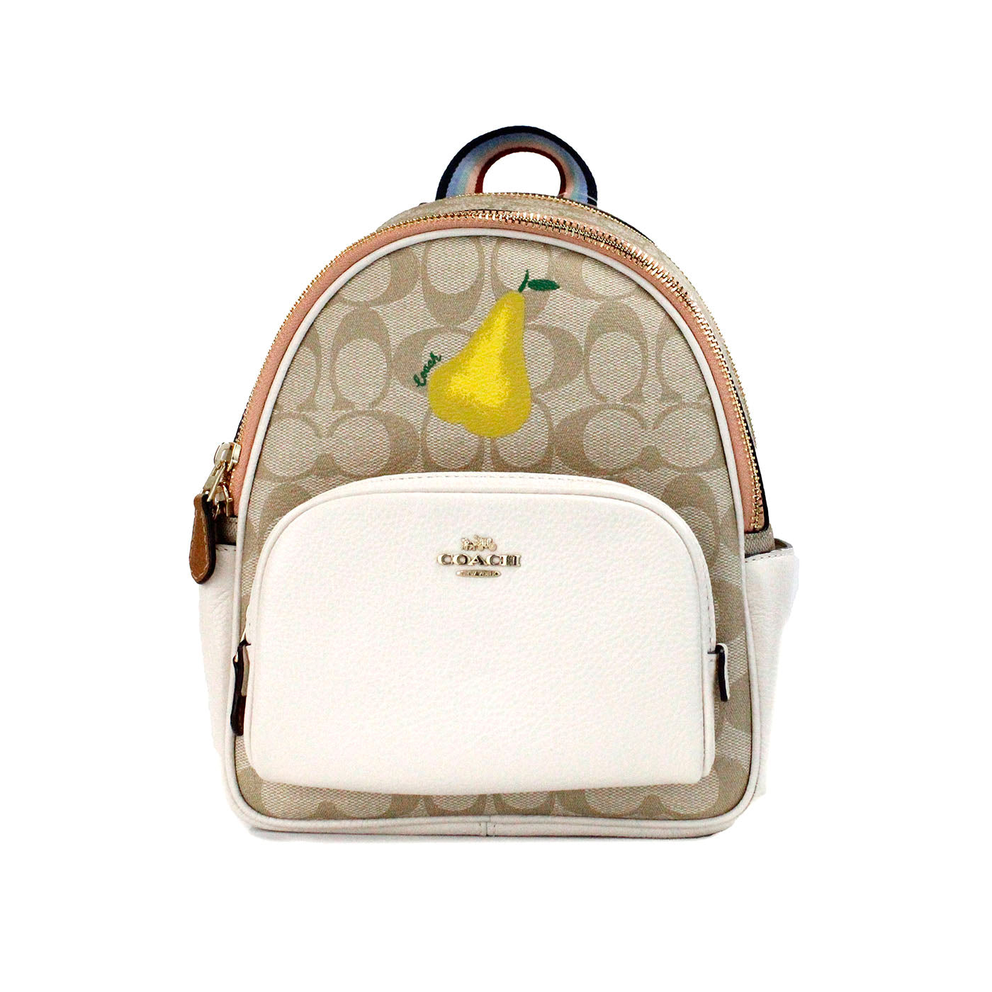 Mini Court Signature Pear Motif Shoulder Backpack Bookbag Bag Chalk Taffy - SEHABRANDS