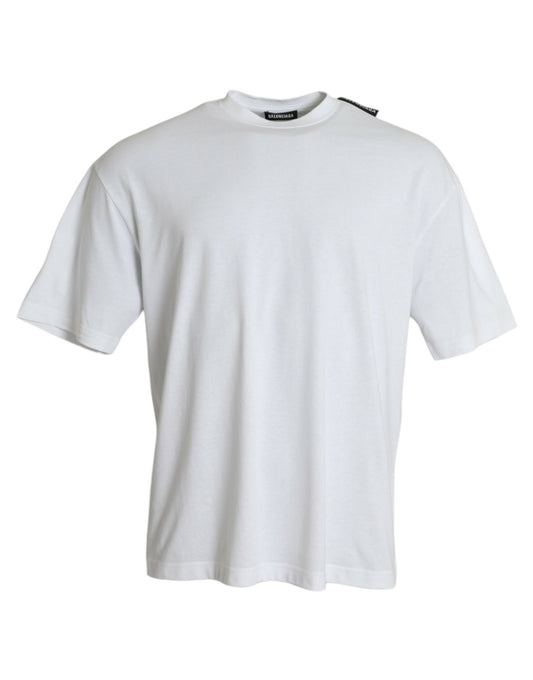 Off White Cotton Jersey Round Neck T-shirt - SEHABRANDS