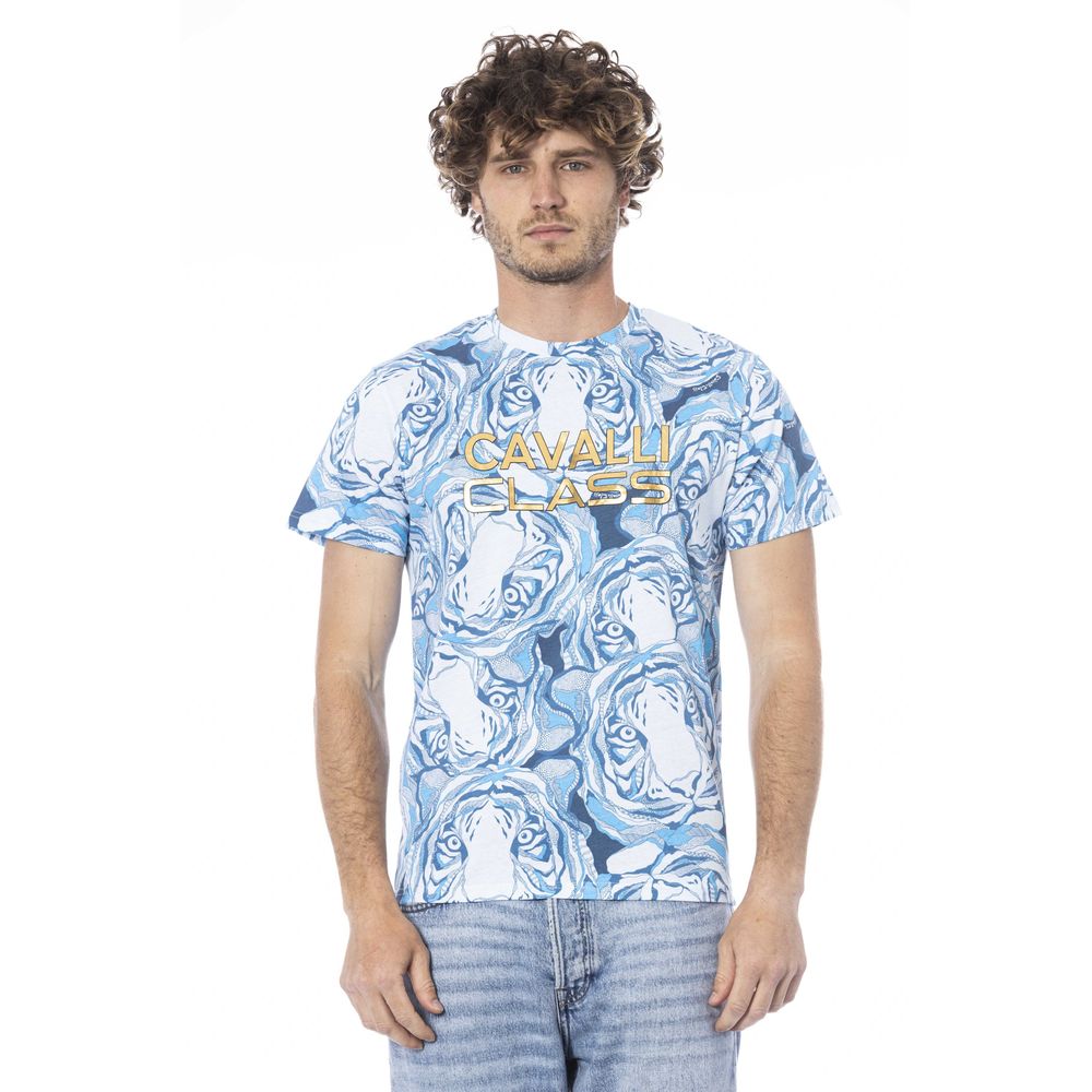 Light Blue Cotton Men T-Shirt - SEHABRANDS