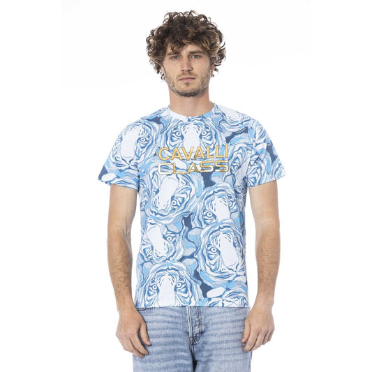 Light Blue Cotton Men T-Shirt - SEHABRANDS