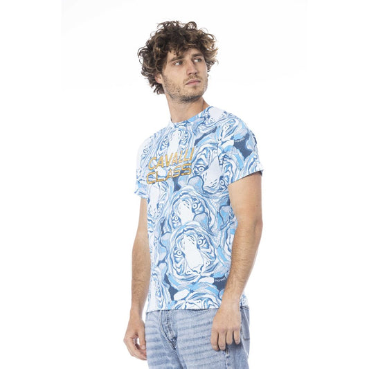 Light Blue Cotton Men T-Shirt - SEHABRANDS