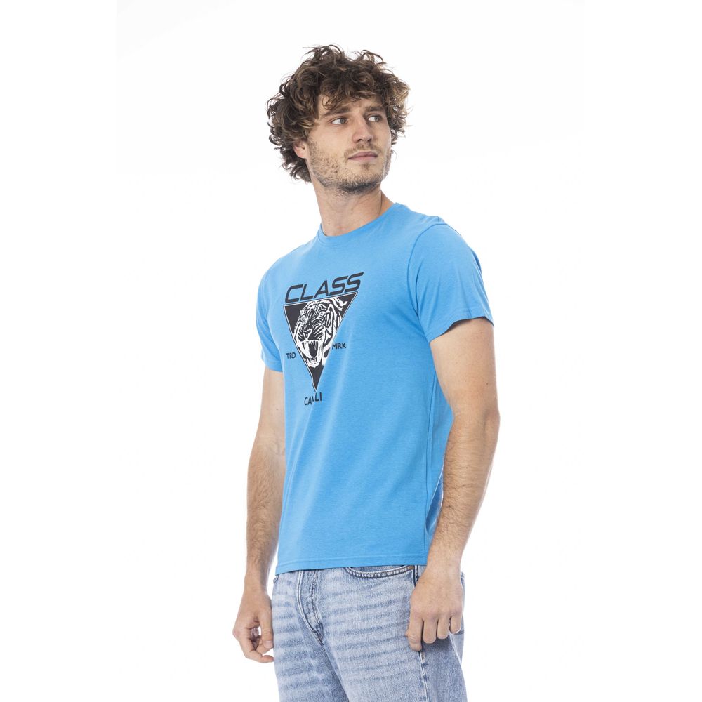 Light Blue Cotton Men T-Shirt - SEHABRANDS