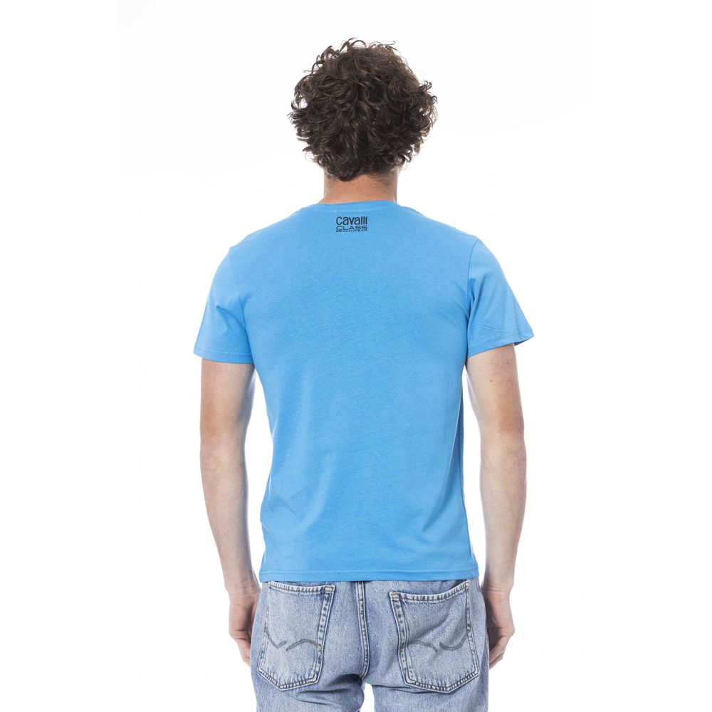 Light Blue Cotton Men T-Shirt - SEHABRANDS