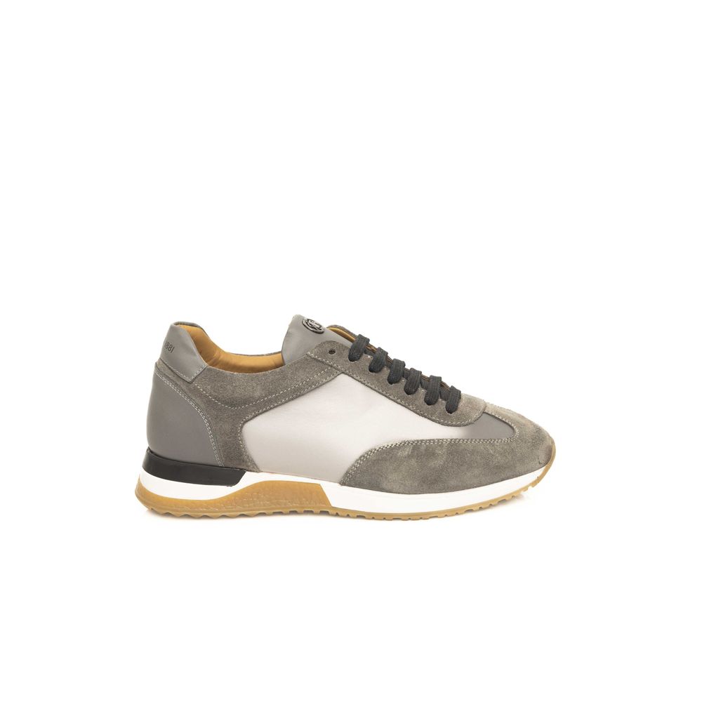 Gray Leather Men Sneaker - SEHABRANDS