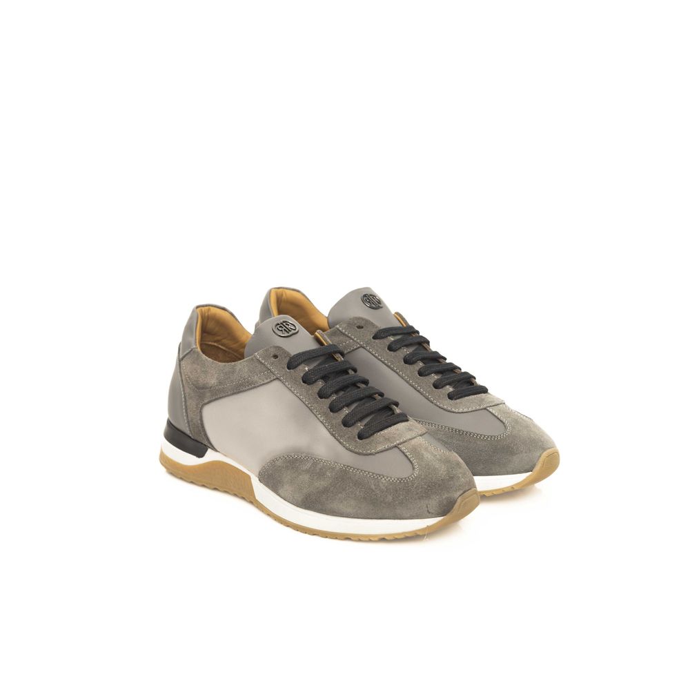 Gray Leather Men Sneaker - SEHABRANDS