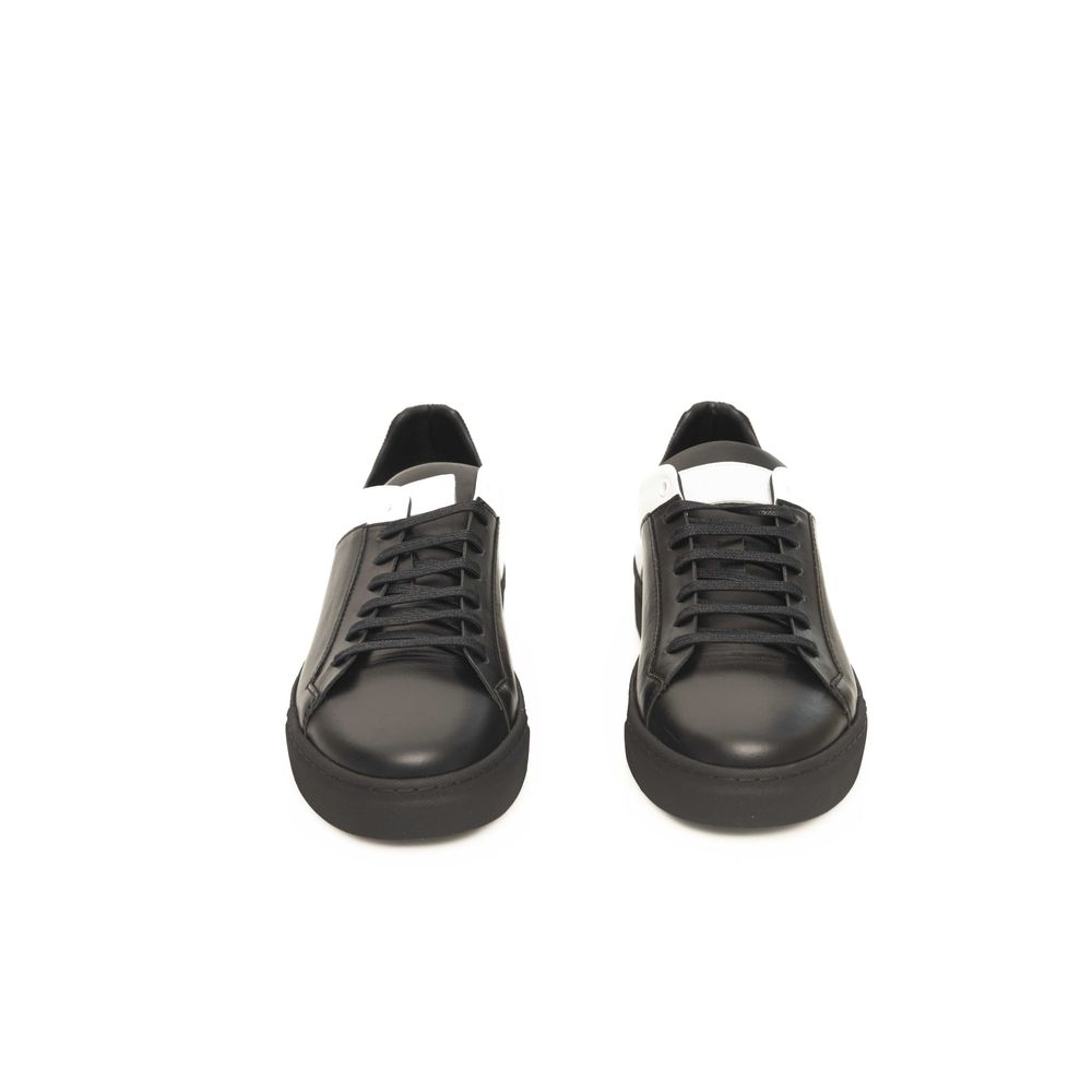 Black Leather Men Sneaker - SEHABRANDS