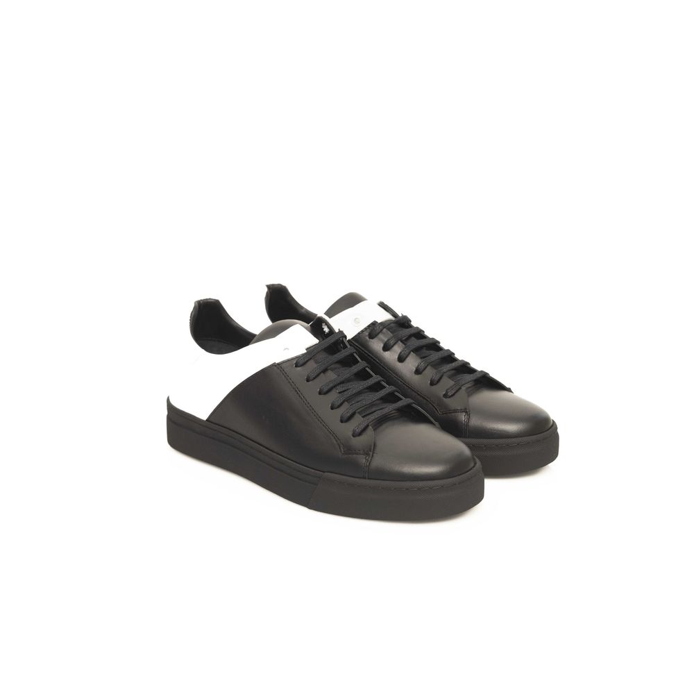 Black Leather Men Sneaker - SEHABRANDS