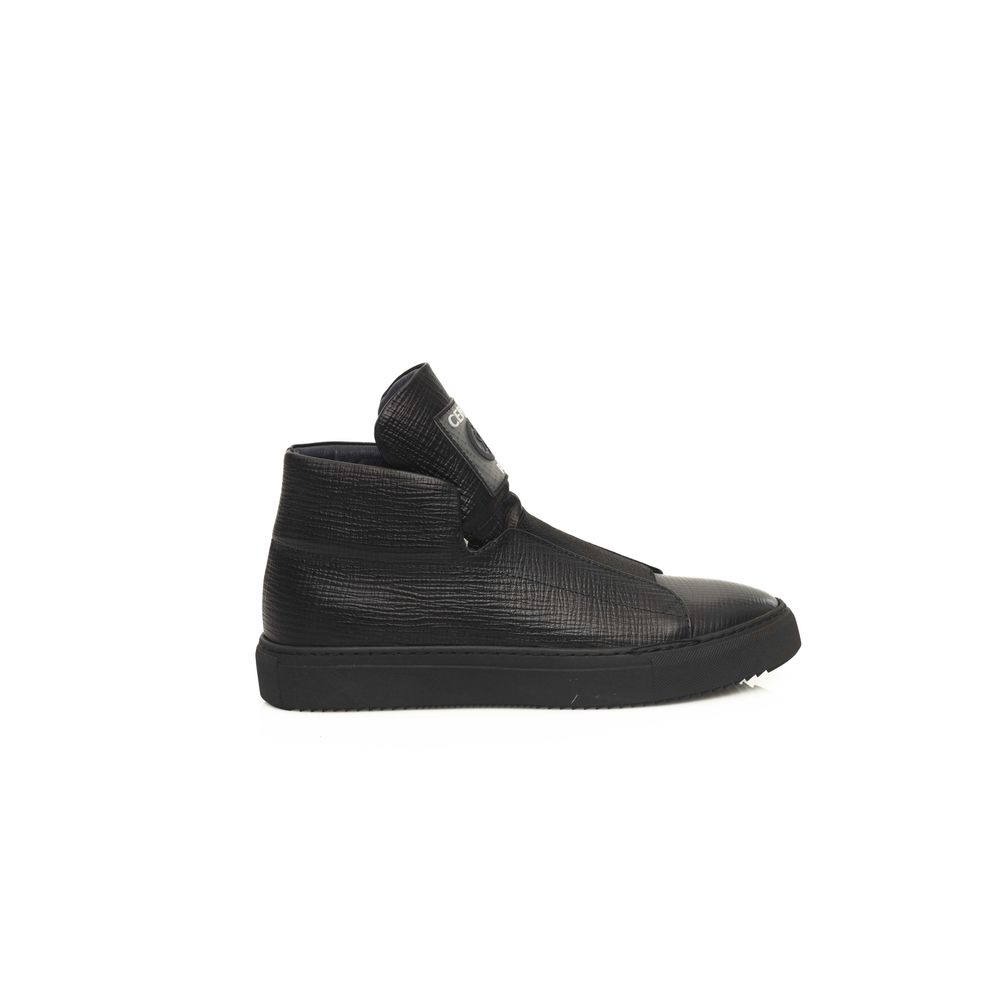 Black Leather Men Sneaker - SEHABRANDS