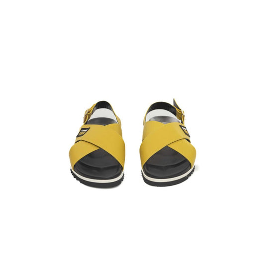 Yellow Calf Leather Women Sandal - SEHABRANDS