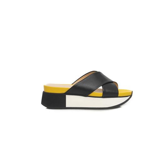 Black Leather Women Sandal - SEHABRANDS