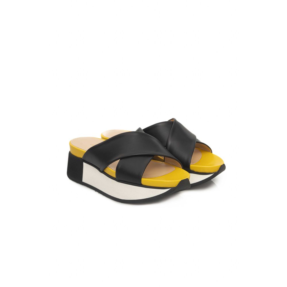 Black Leather Women Sandal - SEHABRANDS