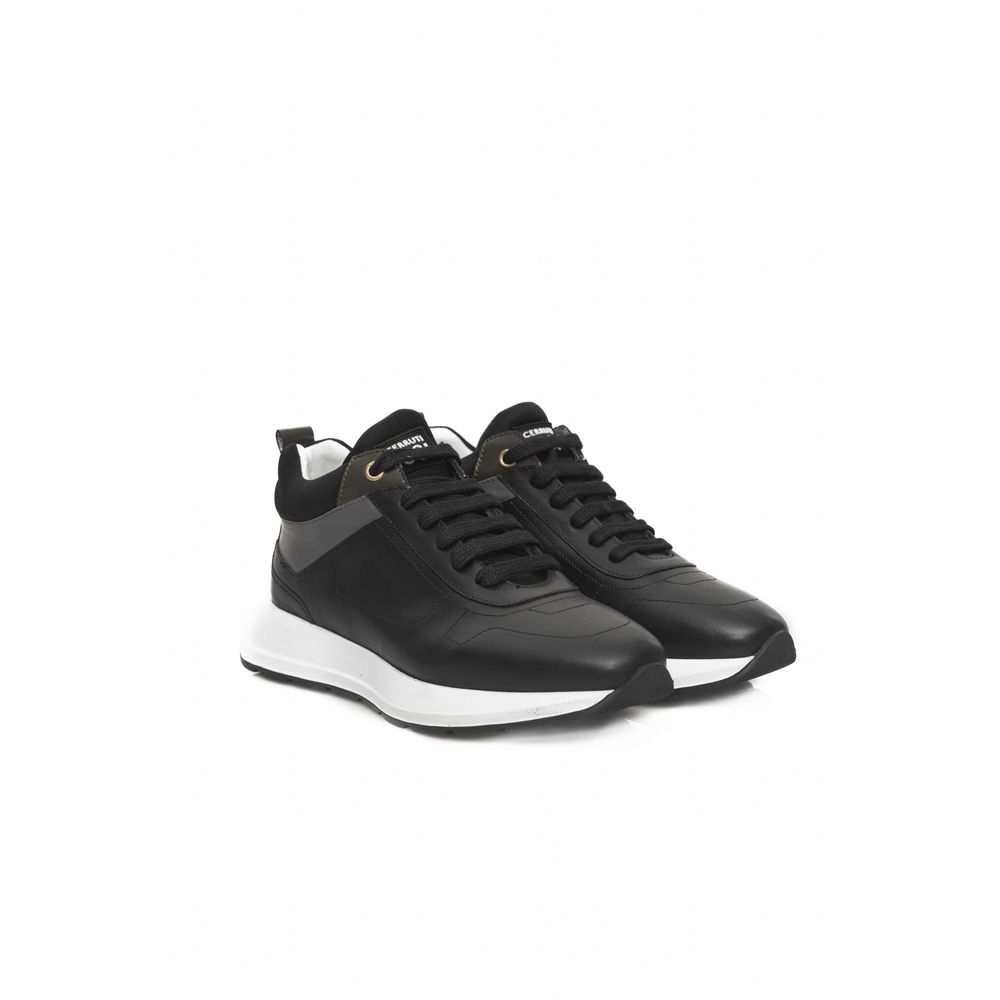 Black Leather Women Sneaker - SEHABRANDS