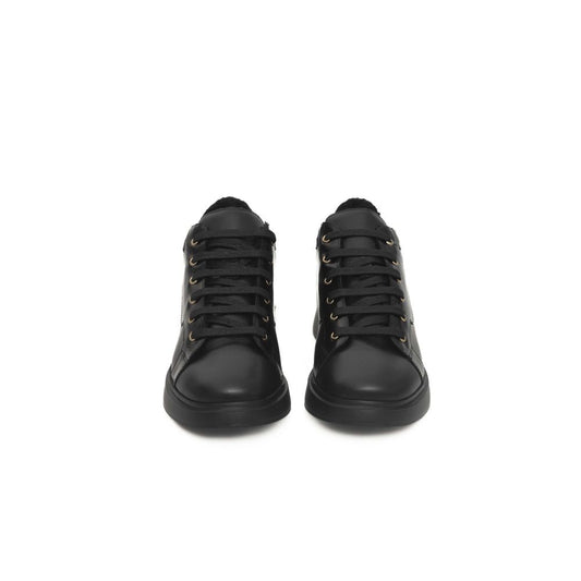 Black Leather Women Sneaker - SEHABRANDS