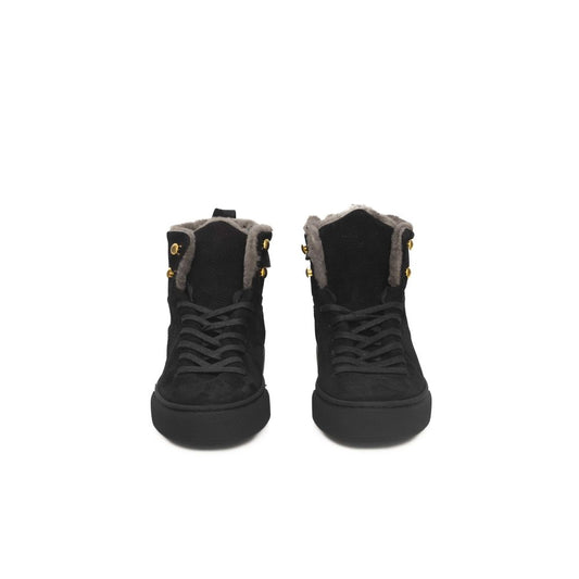 Black Leather Women Sneaker - SEHABRANDS