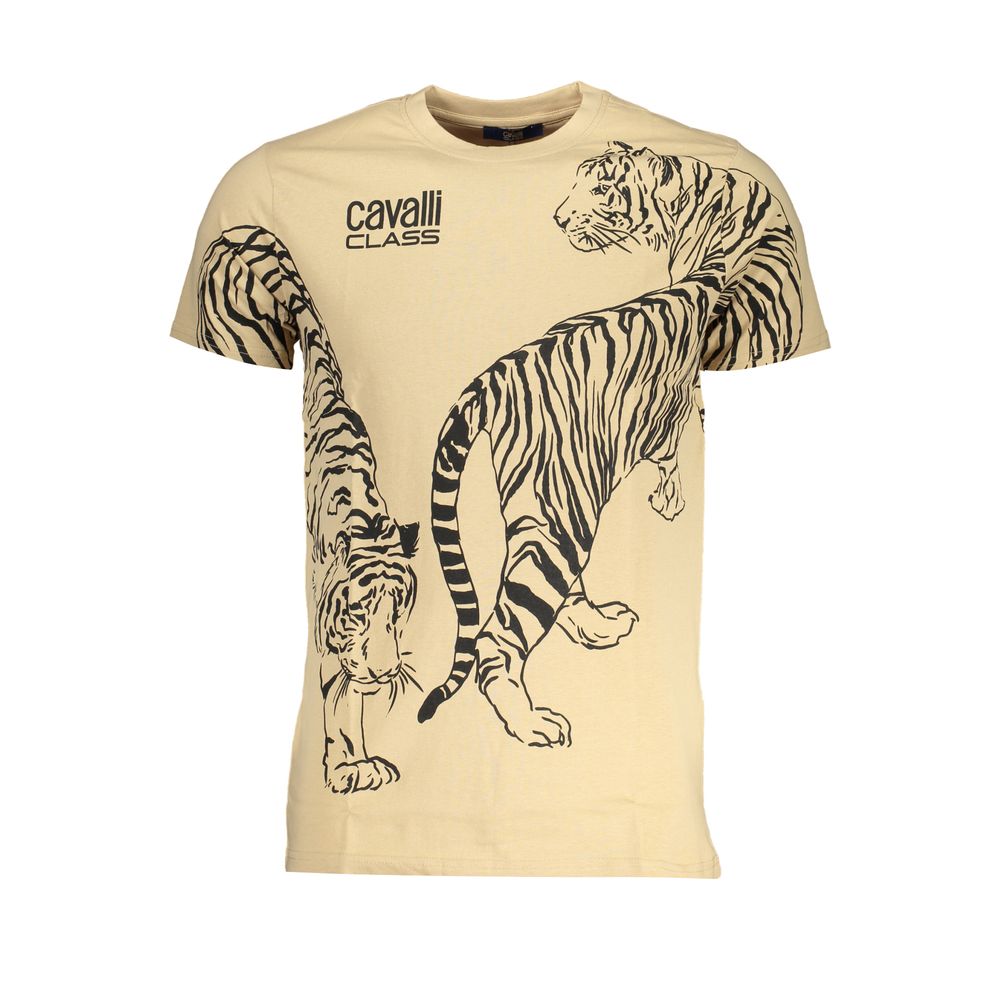 Cavalli Class Beige Cotton T-Shirt