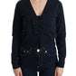 Elegant Blue Wool Cardigan Sweater - SEHABRANDS