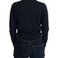 Elegant Blue Wool Cardigan Sweater - SEHABRANDS