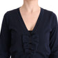 Elegant Blue Wool Cardigan Sweater - SEHABRANDS