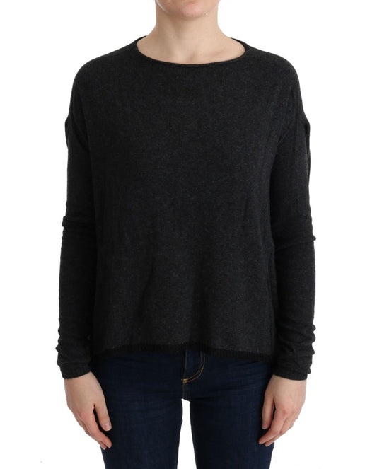 Elegant Gray Crewneck Sweater - SEHABRANDS