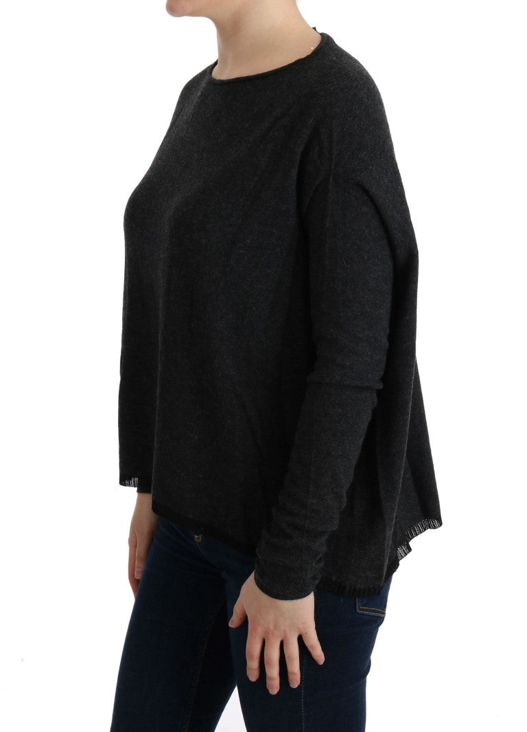 Elegant Gray Crewneck Sweater - SEHABRANDS