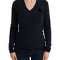 Elegant Blue V-Neck Sweater - SEHABRANDS