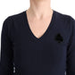 Elegant Blue V-Neck Sweater - SEHABRANDS