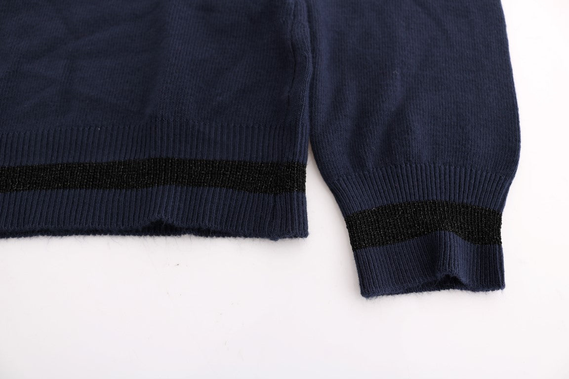 Elegant Blue V-Neck Sweater - SEHABRANDS