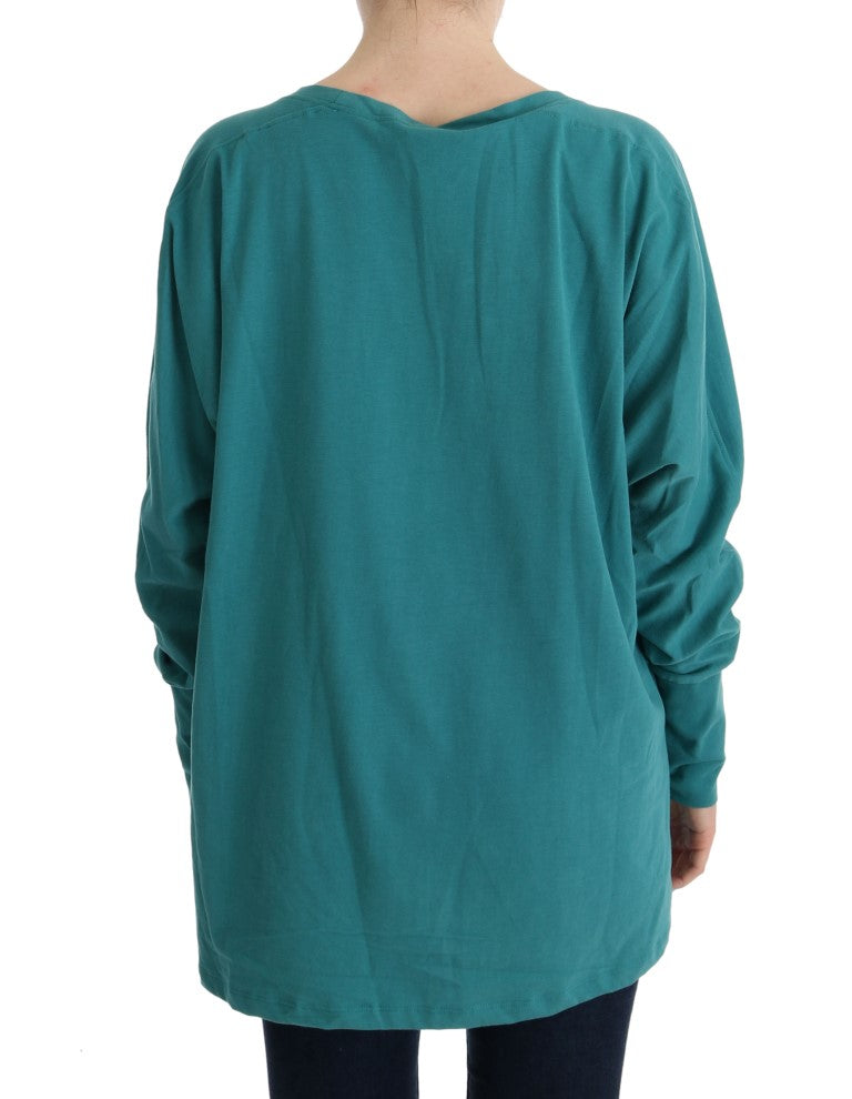 Elegant Crewneck Cotton Sweater in Green - SEHABRANDS