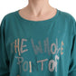 Elegant Crewneck Cotton Sweater in Green - SEHABRANDS